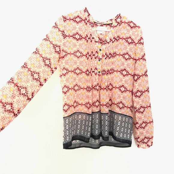 Anthropologie HD in Paris Womens Kaveri Geometric Print Blouse Pullover Top 2 - Picture 4 of 8